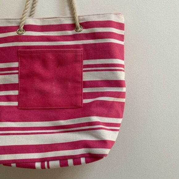 FREE Nautical Pink Beach Tote Bag with Rope Straps - Picture 2 of 6